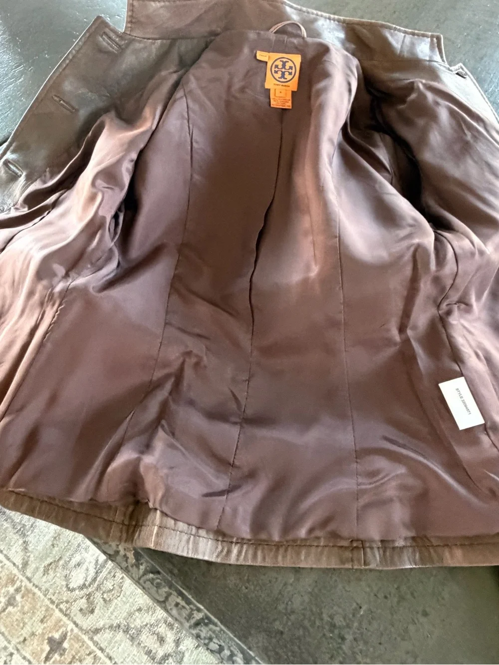 Tory Burch Deep Brown Leather Military-Style Jacket